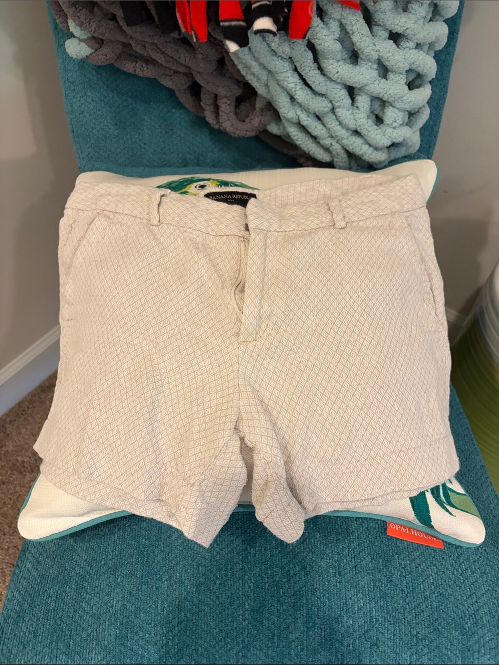Banana Republic Cream Textured High-Waist Women’s Shorts
